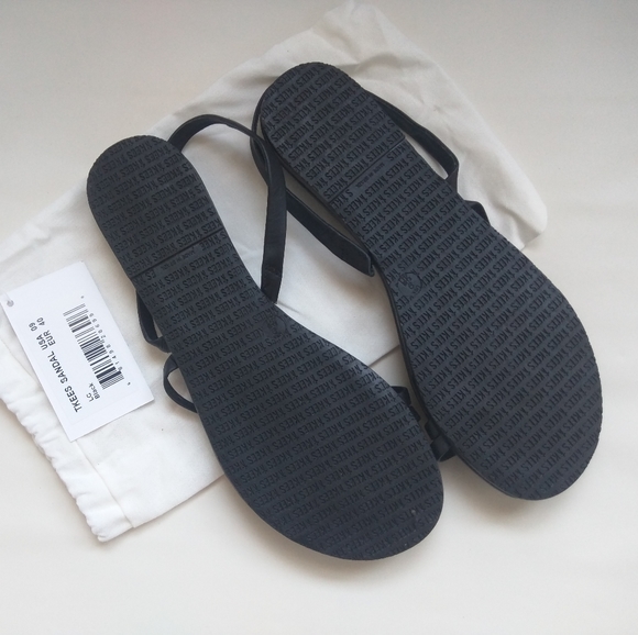 Tkees LC Sandals Leather Black Slingback Strappy Flats 9 - Picture 14 of 15